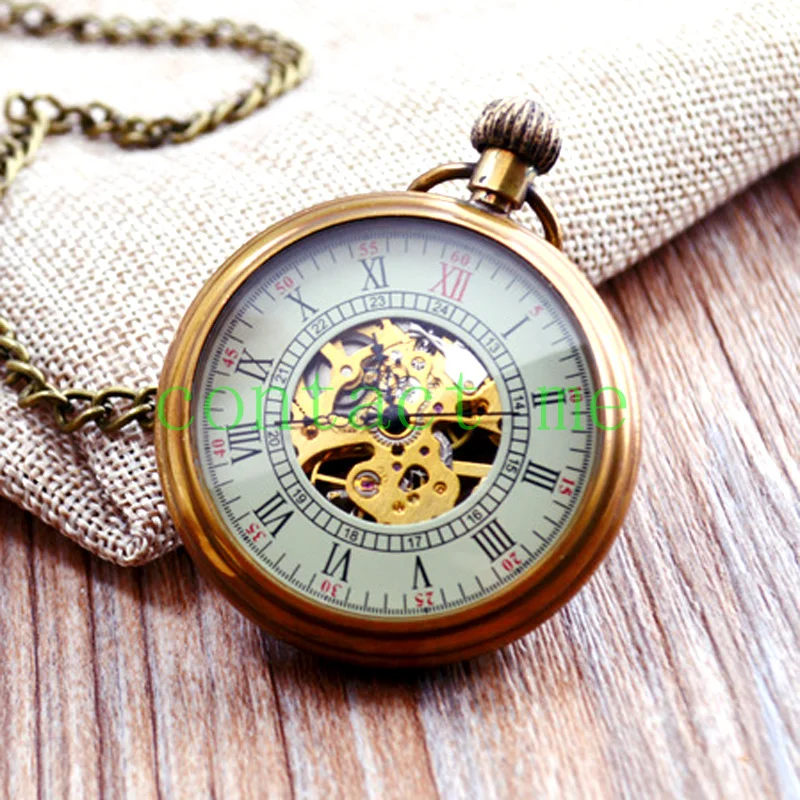 Retro mechanical male pocket watch, movie shooting props, pure copper classic mechanical pocket watch, for elders or lovers