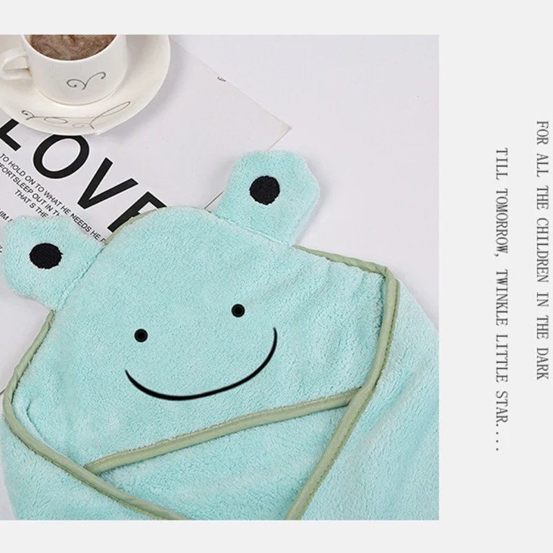 

Baby Poncho Bath Towel Velvet 90X90cm Fleece Hood Infant Towel Blanket Newborn Hooded Towel Infant Baby Spa