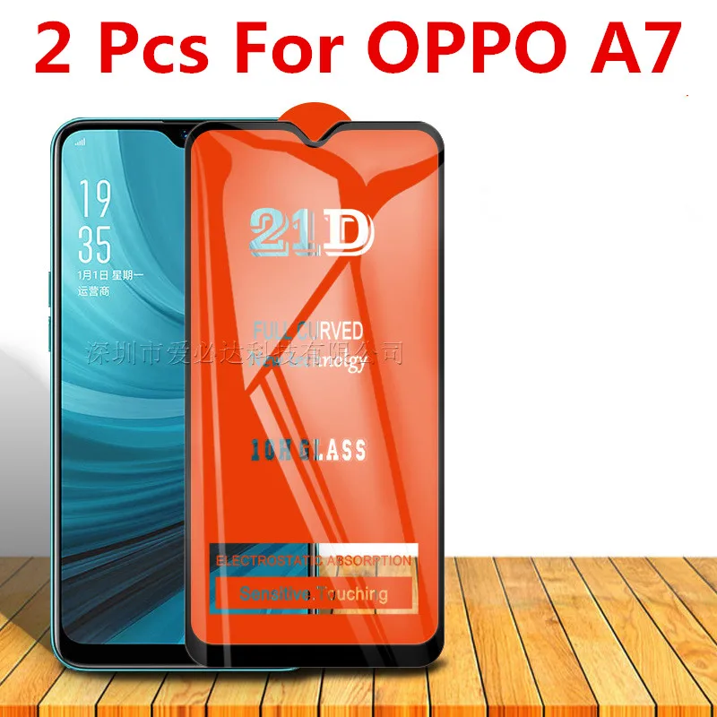 

2 Pcs Curved Tempered Glass For OPPO A7 a7 Full Cover 11H Protective film Screen Protector For Oppo a7