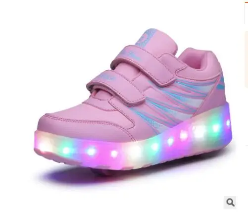 Heelies USB зарядка светодиодный Красочные Дети Мода кроссовки с два колеса роликовые коньки обувь для мальчиков и девочек синий - Цвет: Photo Color 17