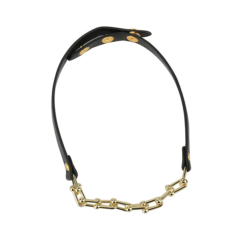 

Fashion Chain Black Leather Choker Necklace For Women 2020 Punk Hip Hop Jewelry Collares Wholesale