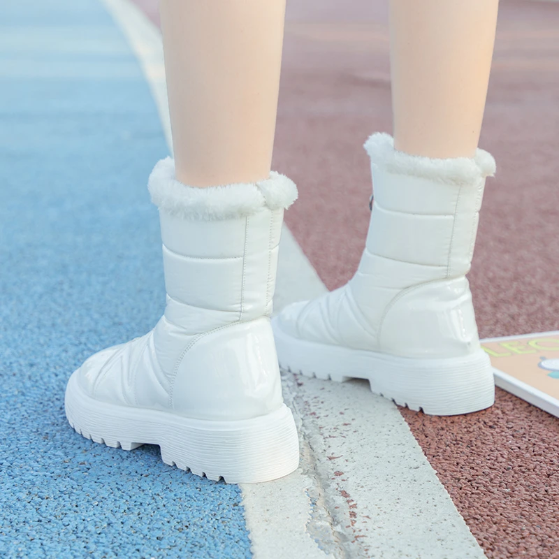 WWKK женские сапоги зимние 2019 года женская обувь из искусственной кожи теплые для