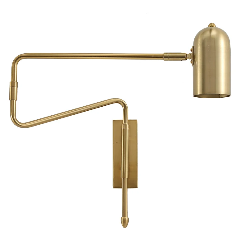 

Industrial Adjustable Long-Arm retractable wall lamp Creative with switch Reading Bedside E27 lights Fexible Folding Black Gold