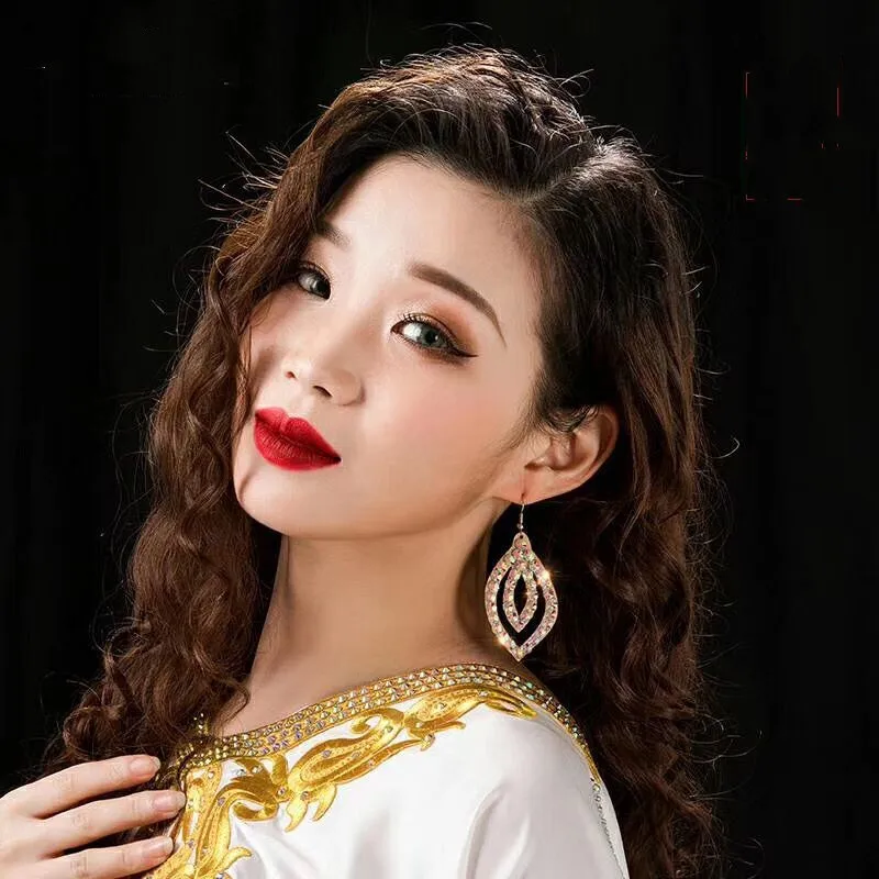 Lady's Belly Dance Jewelry Shine Rhinestone Earrrings Bing Bling Performance Costume Accessory Women Jewelery New Arrival |