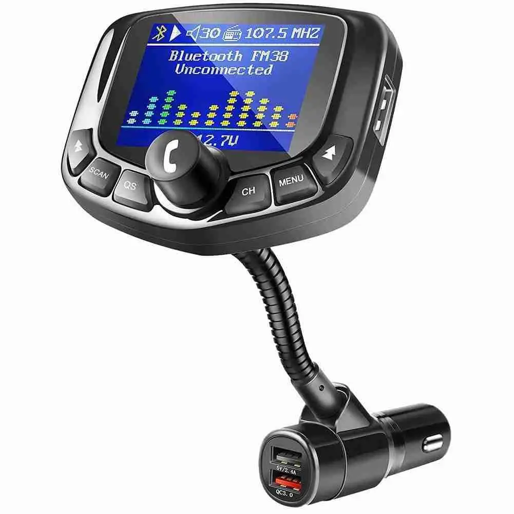 

Bluetooth-совместимый FM-передатчик Sumind, радиоадаптер, автомобильный комплект громкой связи, беспроводной Bluetooth QC3.0 и 2.4A с цветным экраном 1,8 дюйм...