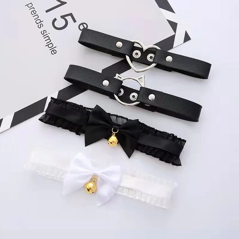 

New Style Lace Clavicle Chain Pure Lust Maid Bell Collar Bow Vintage Necklace