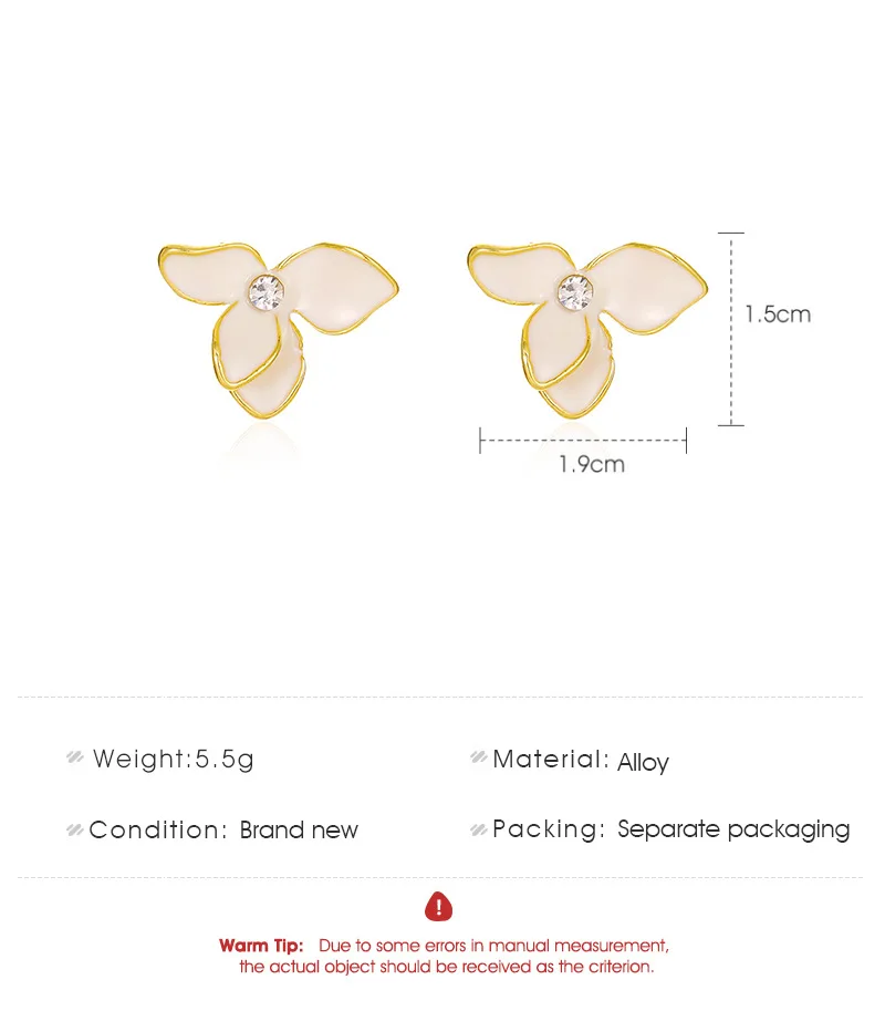 

Stud Earring Women Rhinestone Flower Earrings Woman Geometric Ladies Fashion Jewelry Lady Korean White Trendy Alloy Kolczyki