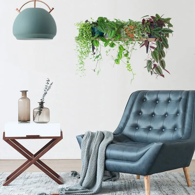 

Mural Bedroom Decals Home Decor Stickers Green Leafy Plant Pot Wall Sticker Living Room Sofa Background Decoration PVC Wallpaper