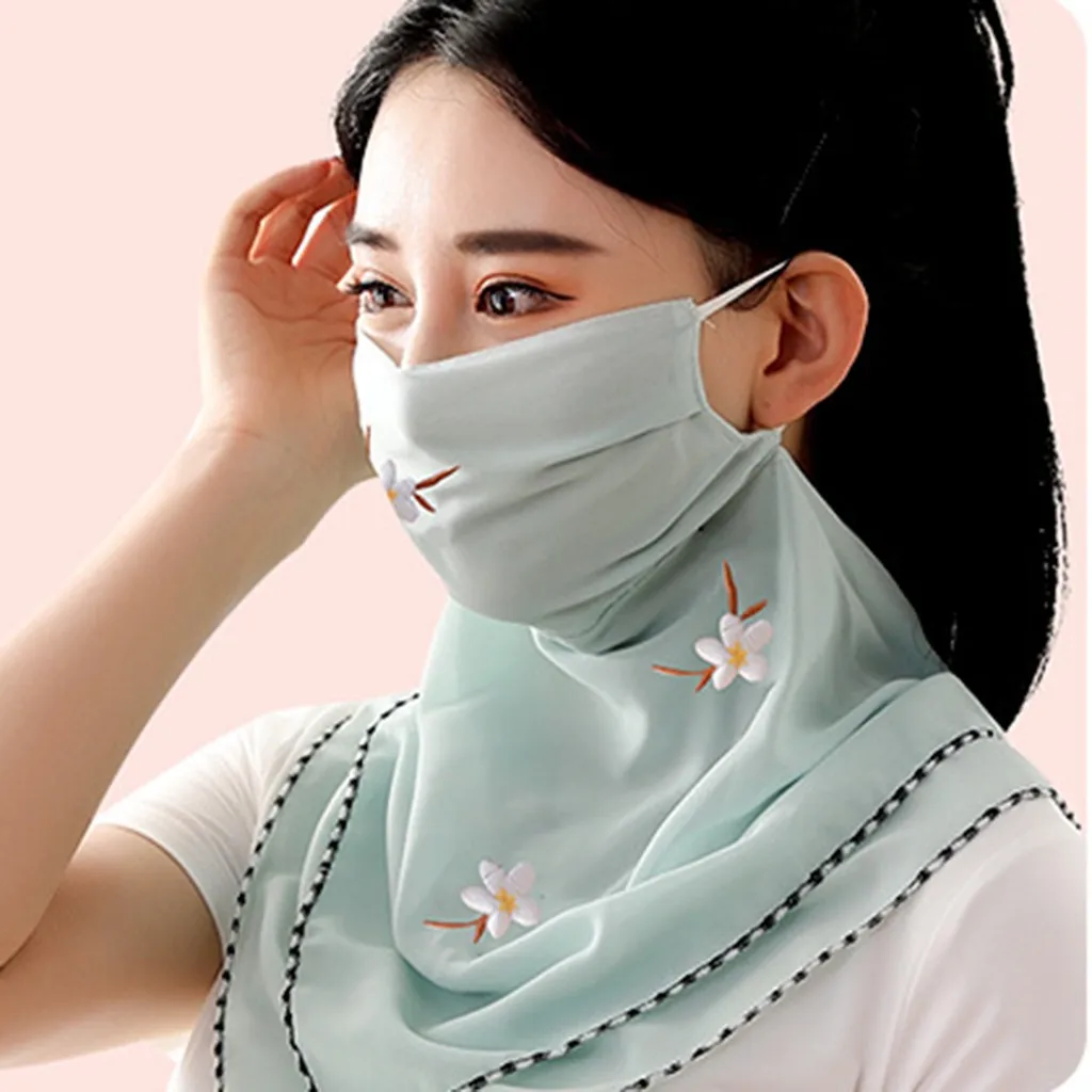 Женские летние пляжные маски дышащие цветочные принты маска для защиты от солнца