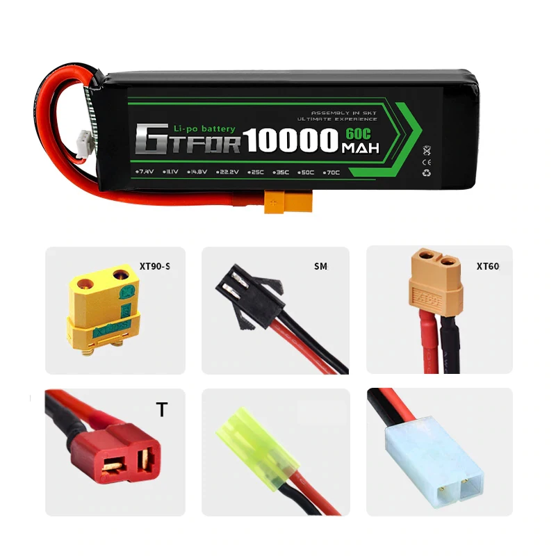 gtfdr lipo аккумулятор 74 в 10000 мач 2s 60c 80c 100c rc ак