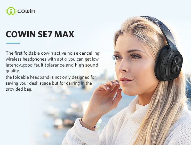 Cowin SE7MAX ANC беспроводные Bluetooth наушники с APT-X с активным шумоподавлением Наушники Bluetooth гарнитура для телефона путешествия