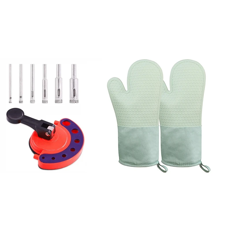 

Термостойкие держатели для кастрюль, Нескользящая силиконовая варежка для духовки с направляющим отверстием для пилы, приспособление для ...