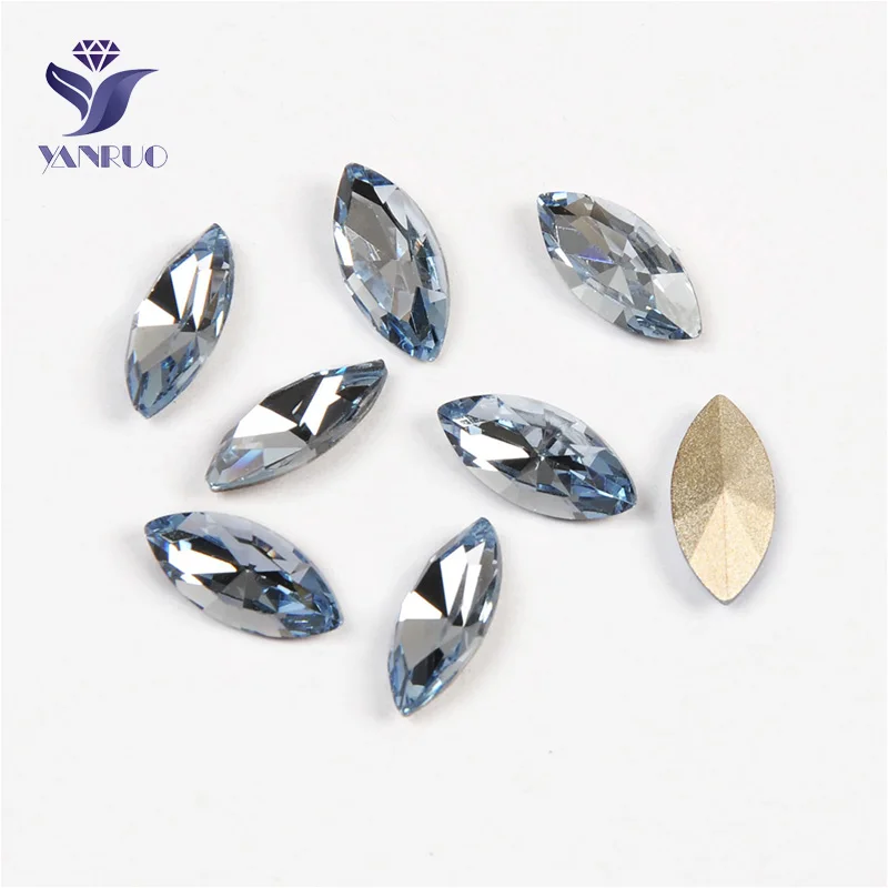 Light Sapphire Yanruo 4200 Наветт страз сшитые камни ручной работы острый задник Глаза Лошади Стразы стеклянные кристаллы для рукоделия - Цвет: Light Sapphire