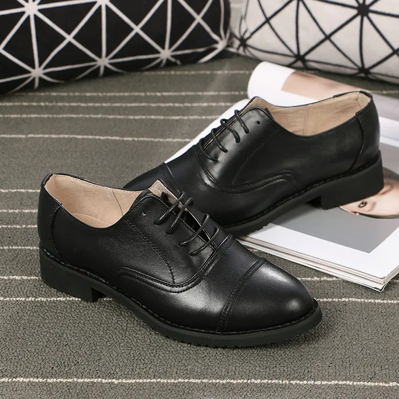 Высококачественная женская обувь из натуральной кожи Черные женские