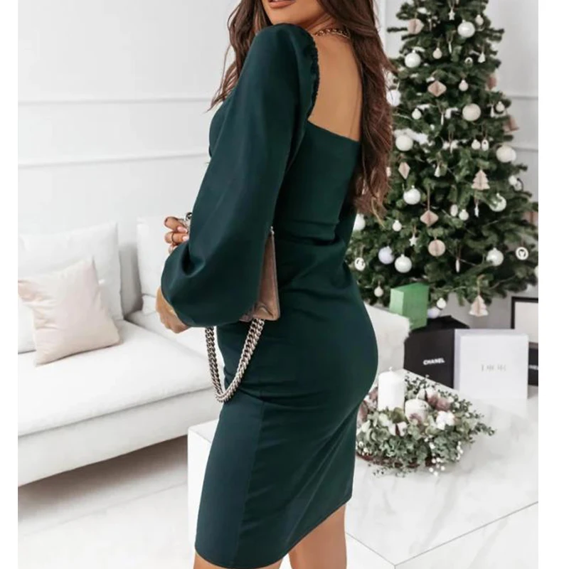 

Sexy Backless 2021 Mini Dress Women Bodycon Red Party Club Dresses Mujer V-Neck Skinny Dress Wrinkle Split Femme Outwear PR3291G