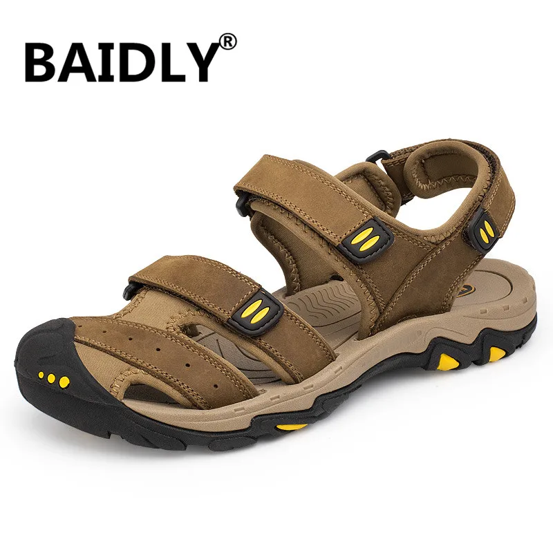 Сандалии мужские из натуральной кожи роскошные модные пляжные туфли мягкая