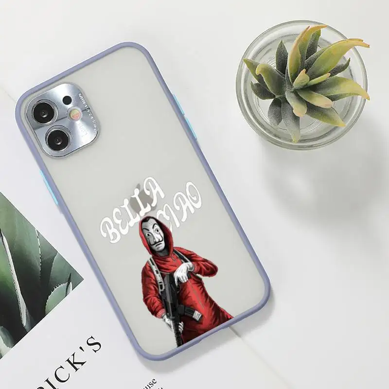 

Money Heist Phone Case For iPhone 12 11 Mini Pro XR XS Max 7 8 Plus X Matte transparent Gray Back Cover