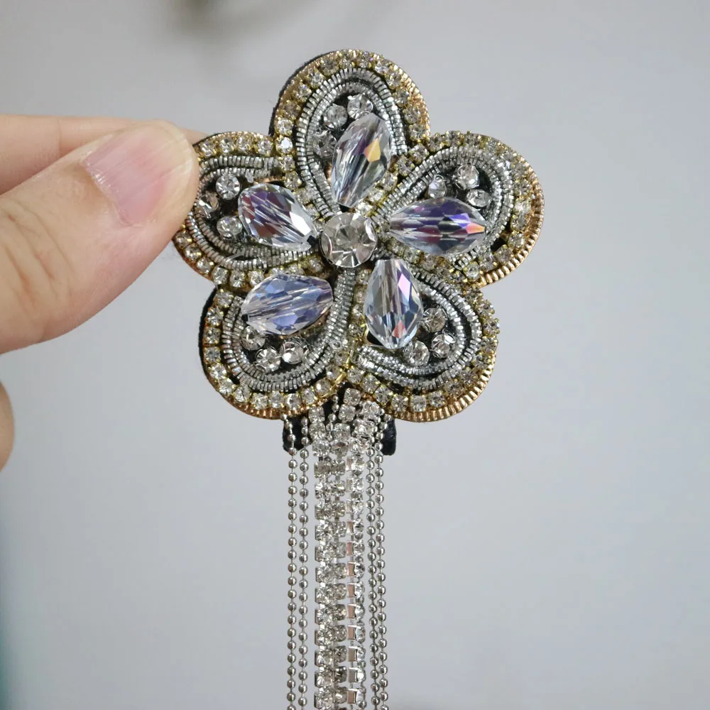 1 шт. кисточки Цветок Ручной Работы Стразы бусины нашивки для одежды DIY 3d вышивка