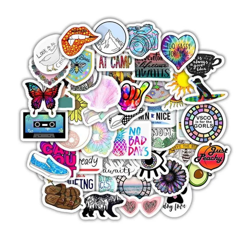 

10/30/50PCS Colorful Cartoon Cute Small Fresh Suitcase Notebook Decoration Graffiti Stickers Decorative Toys Wholesale