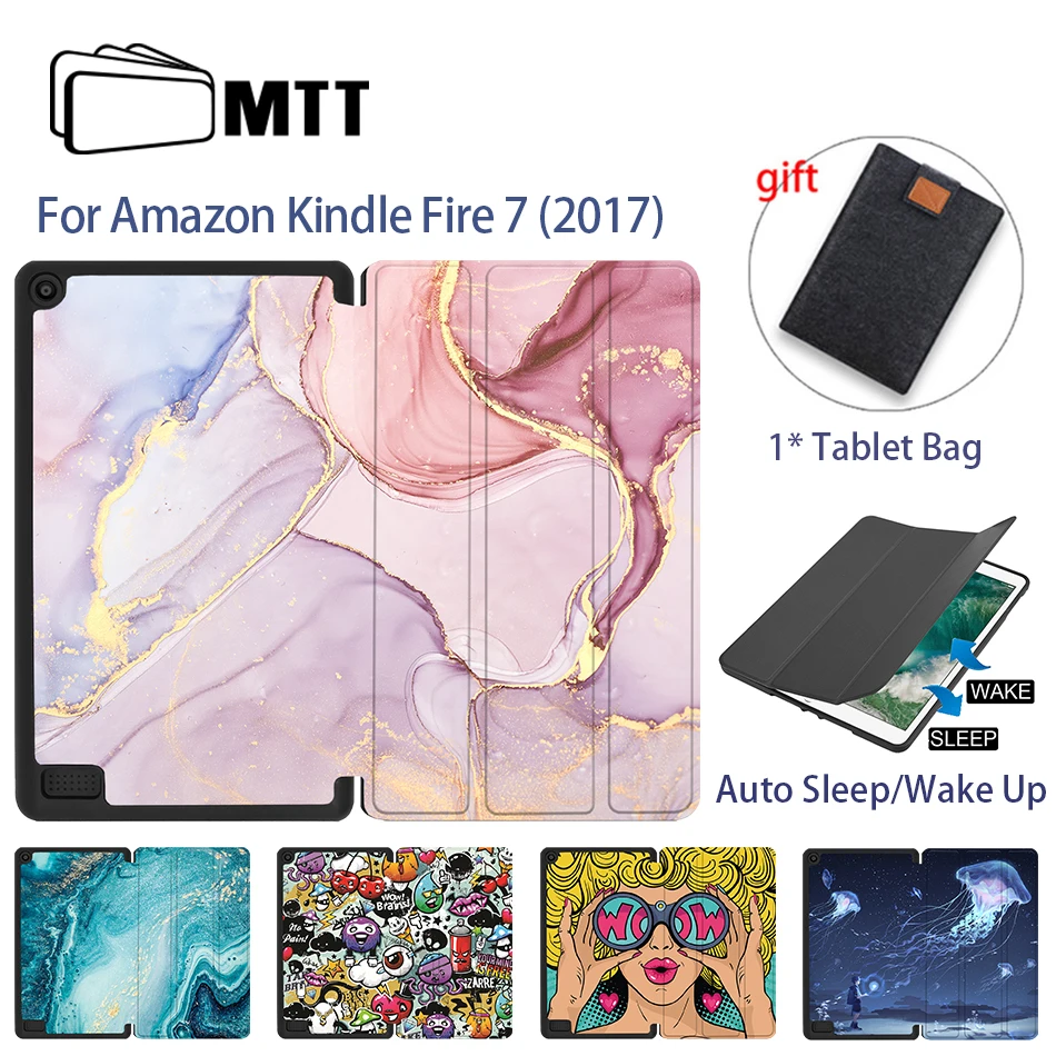 

Чехол MTT для планшета Amazon Kindle Fire HD 7 2017 2019, чехол-подставка из искусственной кожи с откидной крышкой, смарт-чехол, чехол с автоматическим перех...