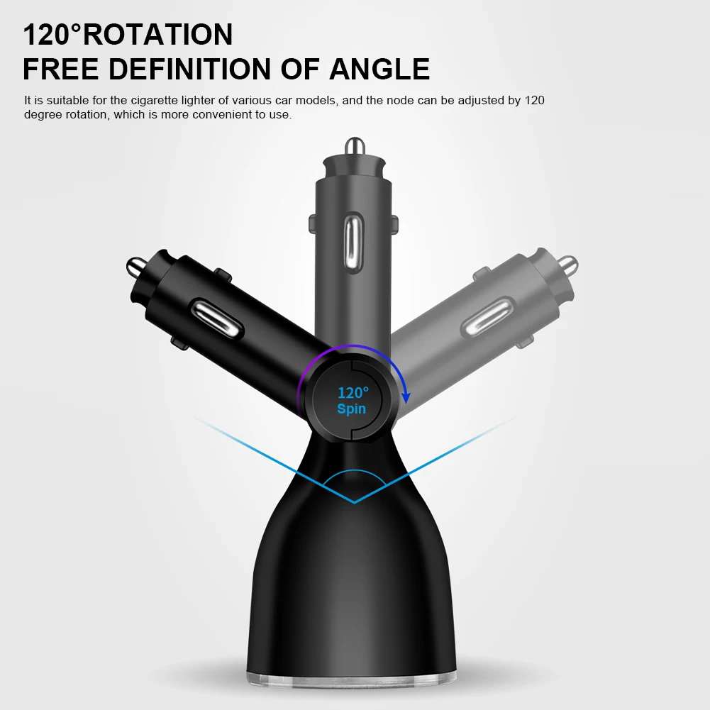 Car Charger 12/24V Lighter Adapter Splitter with Dual USB Digital Voltmeter LED Night Light QC 3.0 Fast Charge for Phone Tablet |