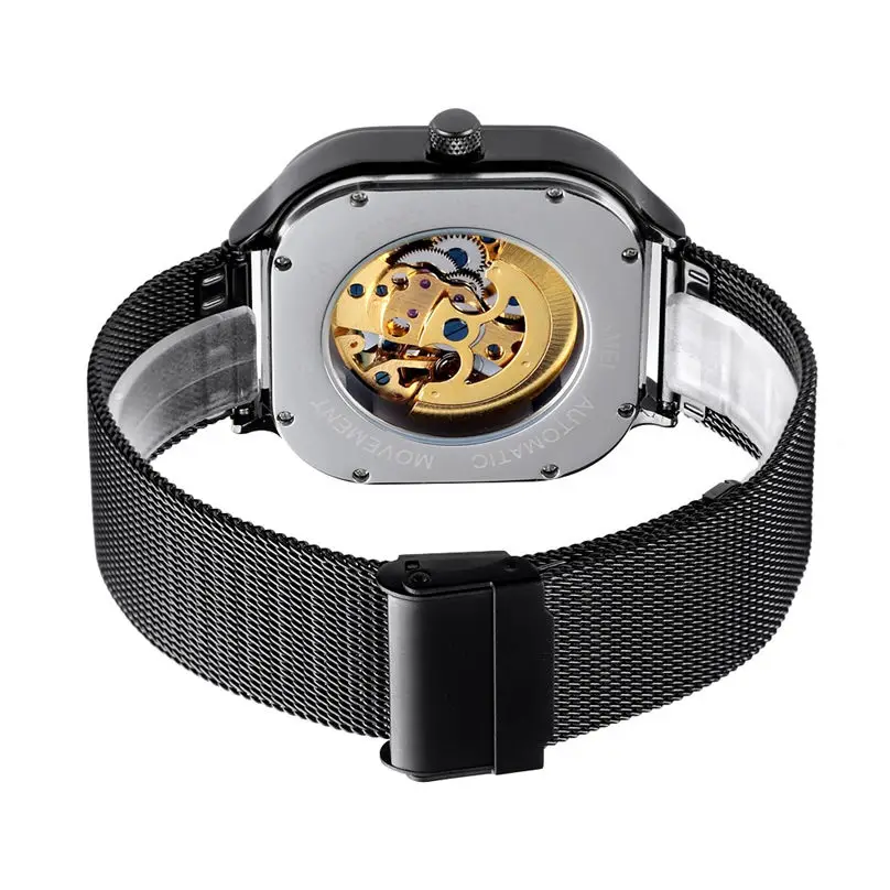

Fashion Watches Men Automatic Mechanical Watch Mesh Belt Waterproof Gear Mechanical Men's Watch reloj hombre 3D06