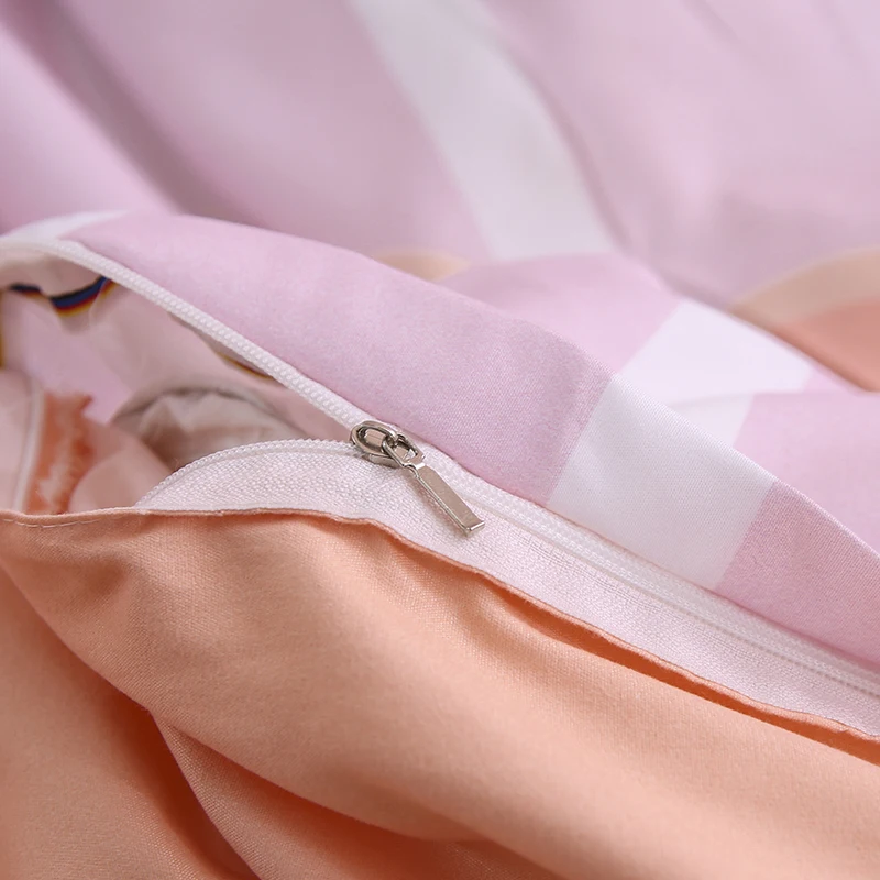 Комплект постельного белья в розовую и белую полоску пододеяльник 220x240 с