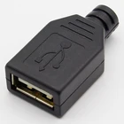 Новинка; 10 шт. Тип у муфтовый стыковочный USB 4 Pin разъем с черной Пластик крышка