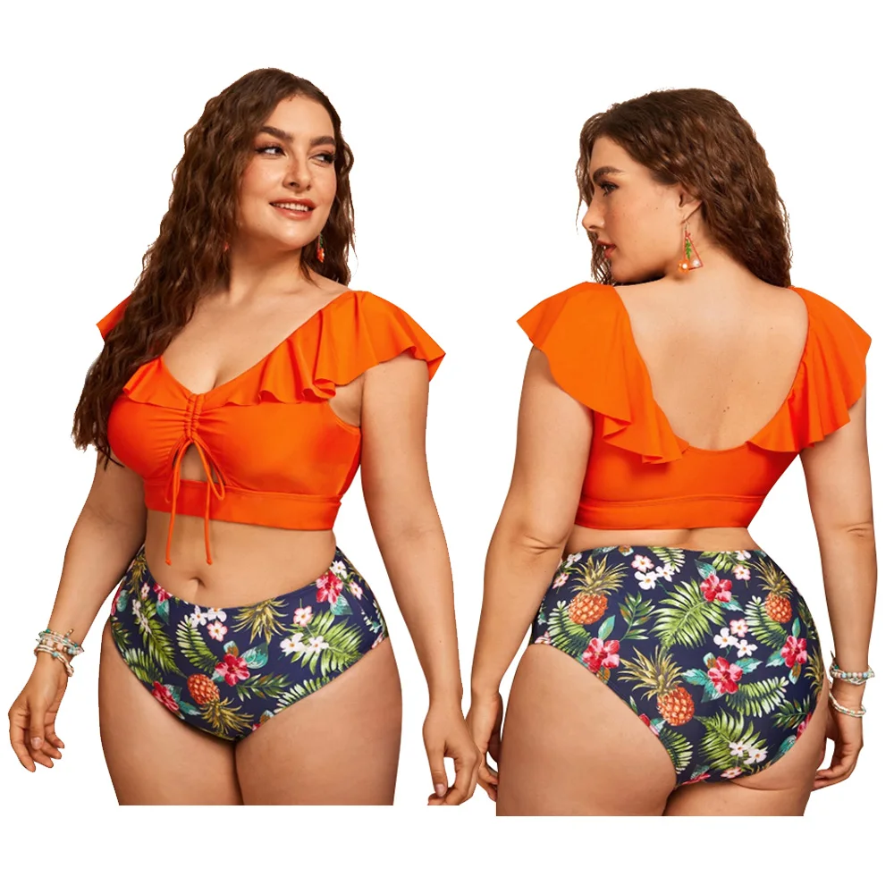 2022 New Women Push Up Bikinis Set Swimwear Plus Size High Waist Swimsuit Larges Big Plussize Swimming Suits Bathing Beachwear