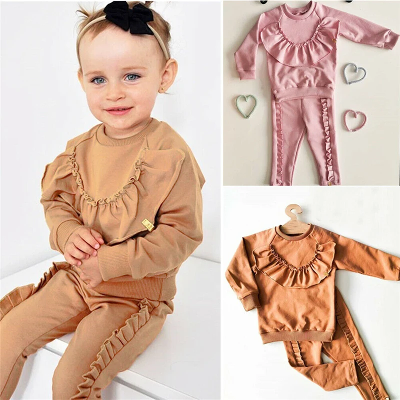 Милые осенние комплекты одежды для маленьких девочек комплект из 2 предметов