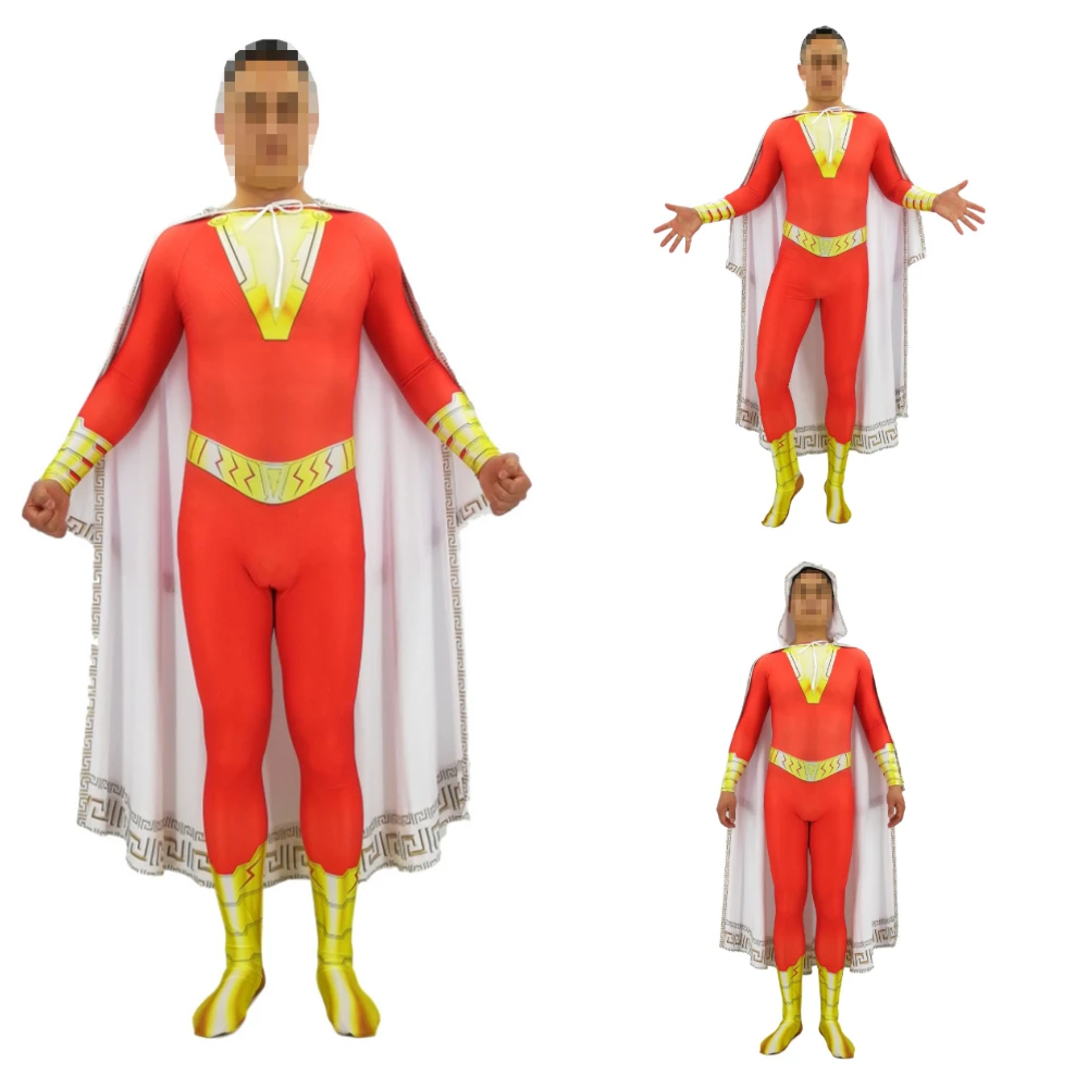 3D printing Anime Shazam Cosplay Costume Captain Zentai Bodysuit Suit Jumpsuits Shazam costume men costume