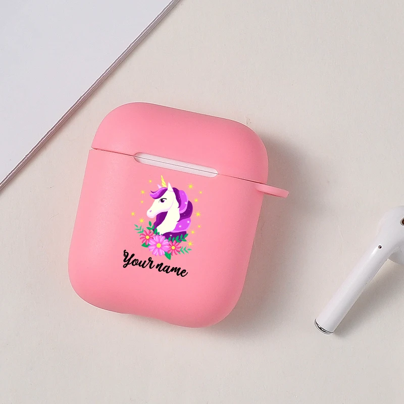 Мультяшный чехол с единорогом для Apple Airpods Bluetooth наушниками Розовый Мягкий