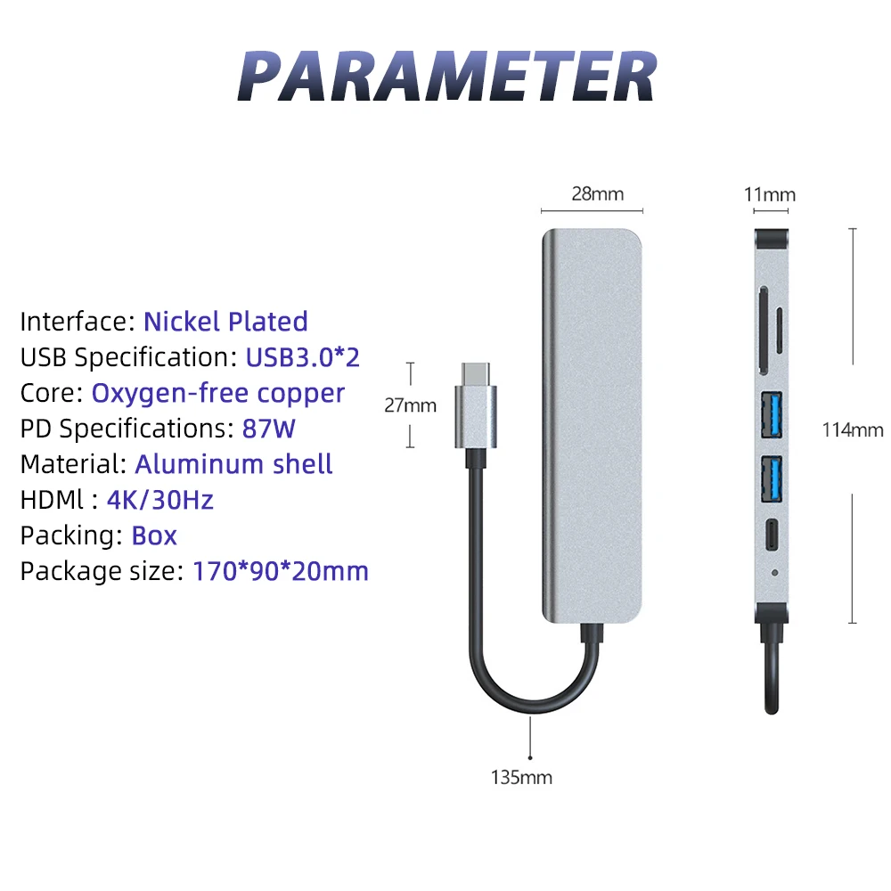 6 в 1 type c usb хаб usb3 0 otg адаптер 2 usb c hdmi совмест