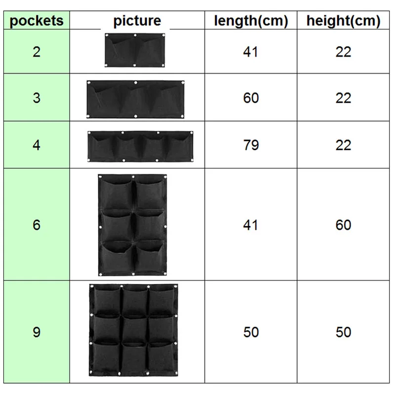 

Pocket Flower Jardin Vertical Plant Grow Wall Bags Black Pot Garden Tools Home Planting Hanging Indoor Planter U26