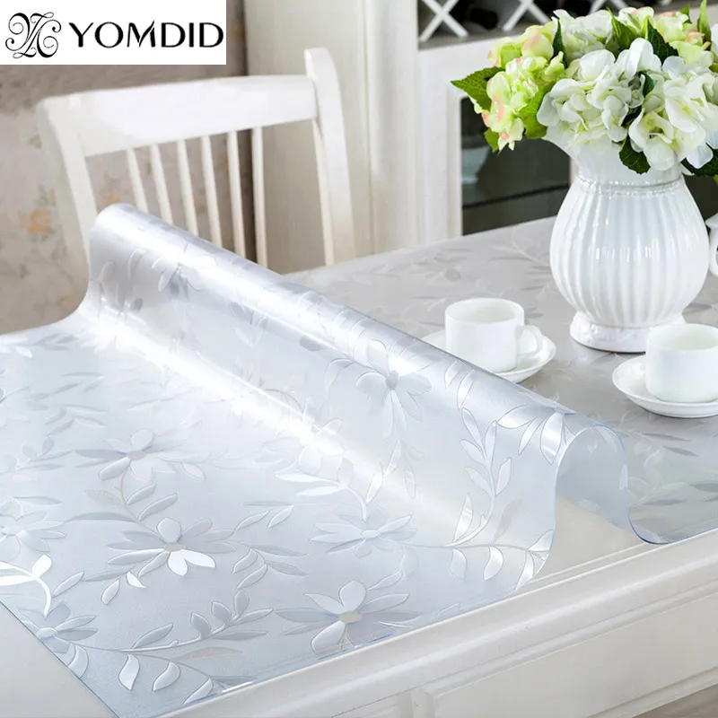 Soft Glass Tablecloth PVC table cloth Clear/Matte Oilproof Waterproof Kitchen Dining table cover for table