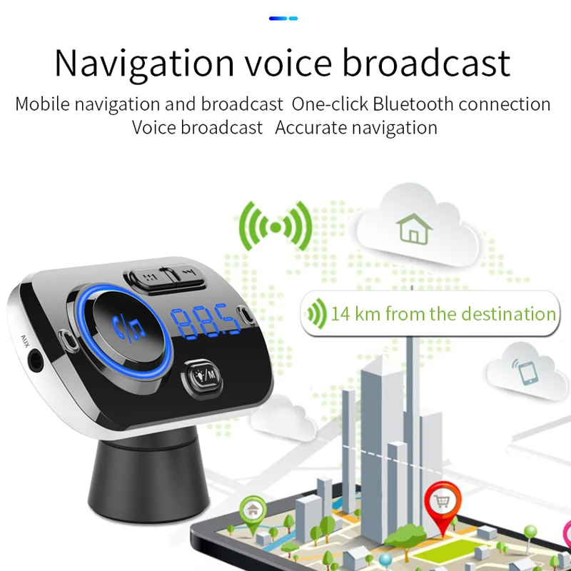 SRUIK автомобильный fm-передатчик Bluetooth 5,0 FM модулятор USB Автомобильное зарядное устройство комплект громкой связи музыкальный плеер ночное видение светодиодный светильник