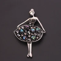ballet girl fashion metal drip enamel inlaid jewelry diamond high end womens coat dress wear collection pin brooch gift