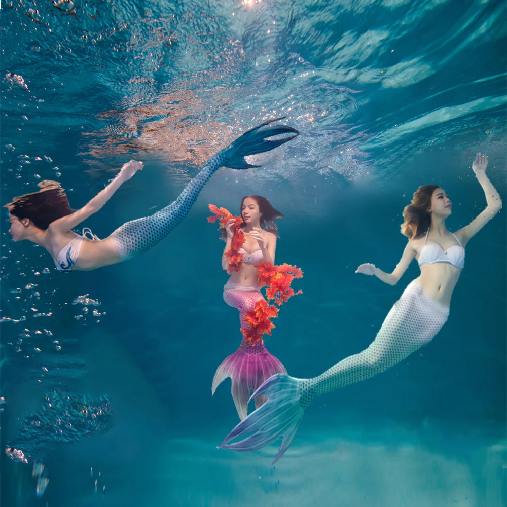 Купальный костюм для девочек с хвостом русалки комплект бикини взрослых