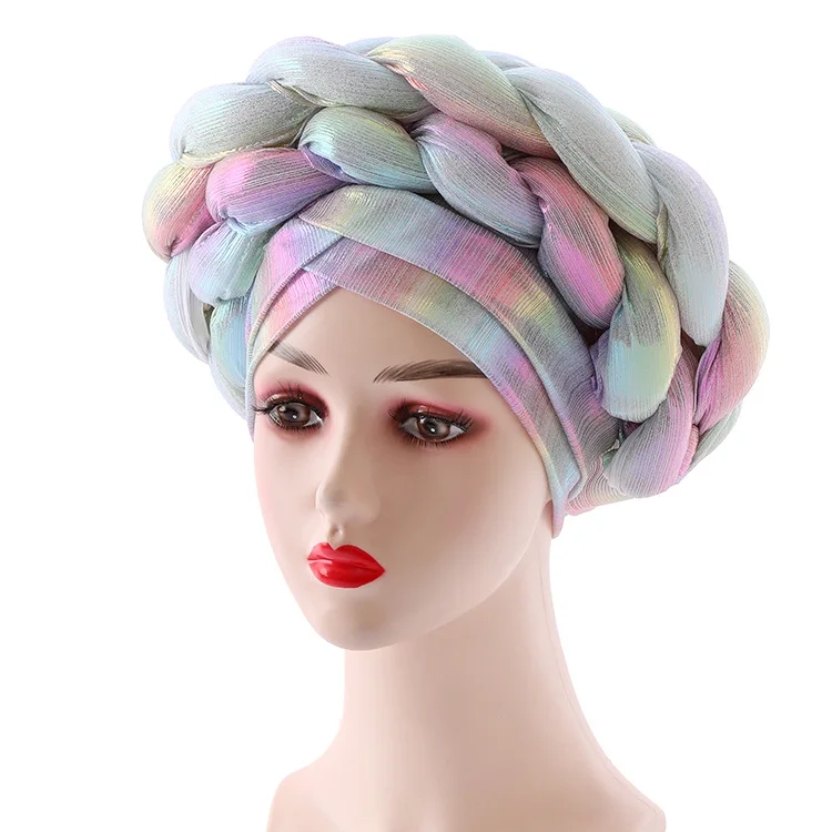 2021 Female Turban Caps Cross Ready To Wear Headscarf Bonnet Arab Head Wraps African Women Braid Turbans Auto Gele Headties |