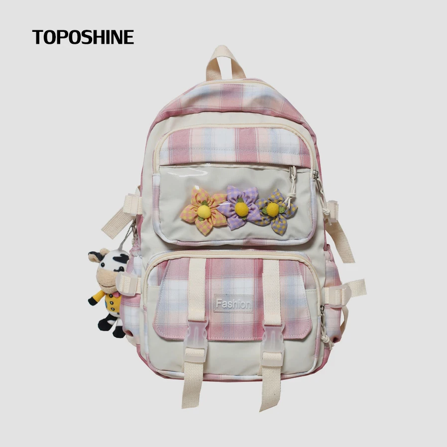 

Cute Pink Flowers Backpacks Young Girls School Bag Multifunctional Daily Student Bags Young Girls School New Fashion Backpacks