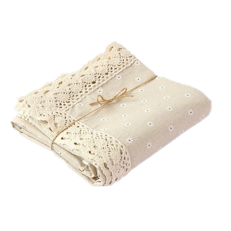 Скатерть из хлопка и льна с принтом синих маргариток | Дом сад