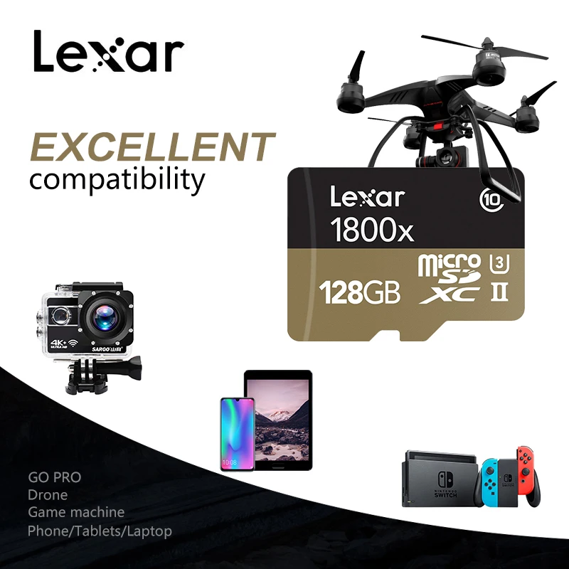 Lexar 1800x карты памяти 32 Гб 64 Гб максимальное значение Скорость 270 МБ/с. UHS-II Class 10 U3 Micro SD карты