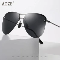 aoze 2021 vintage half metal pilot style men polarized sunglasses driving fishing brand design sun glasses oculos de sol