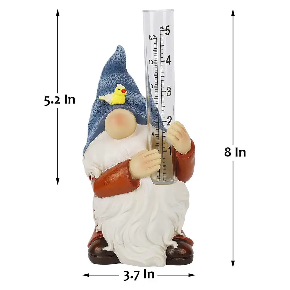 

Garden Statue Resin Gnome Rain Gauge Outdoor Statue Water Level Meter Garden Decor Porches Terraces Decks Backyards Decoration