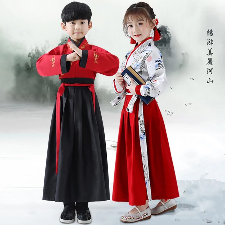 Crane Hanfu, Древний китайский костюм для детей, нарядное платье династии Тан, народное платье, Стильный Танцевальный Костюм, праздничная одежда для сцены