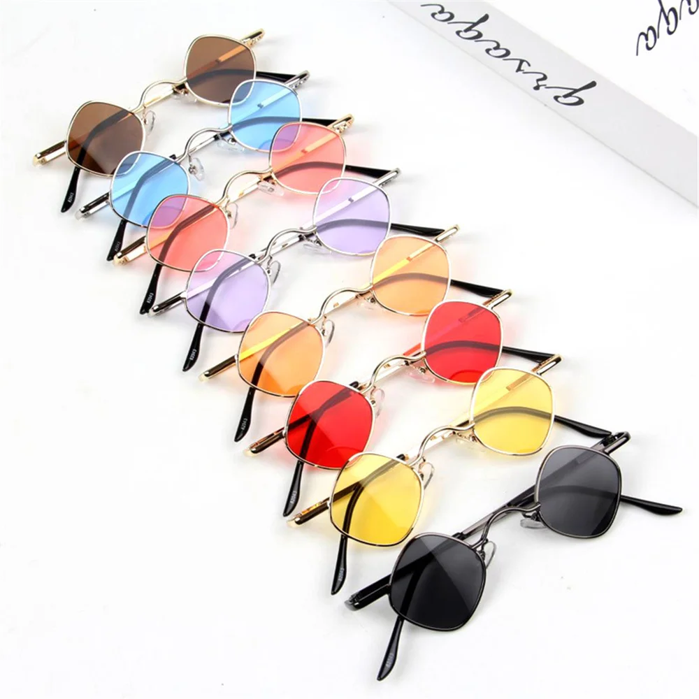 

Children Vintage Sunglasses Rhombus Metal Small Frame Steam Punk Sunglasses Colorful Sunglasses Anti-uv Eyewear Uv400