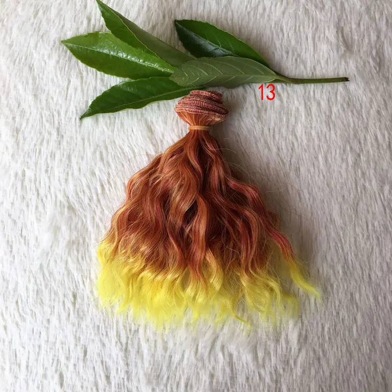 yellow wig for doll Вьющиеся парики для шарнирных кукол волосы волнистые трессы для BJD и SD волос белый коричневый и градиентный парик аксессуары для кукол - Цвет: yellow wig for doll