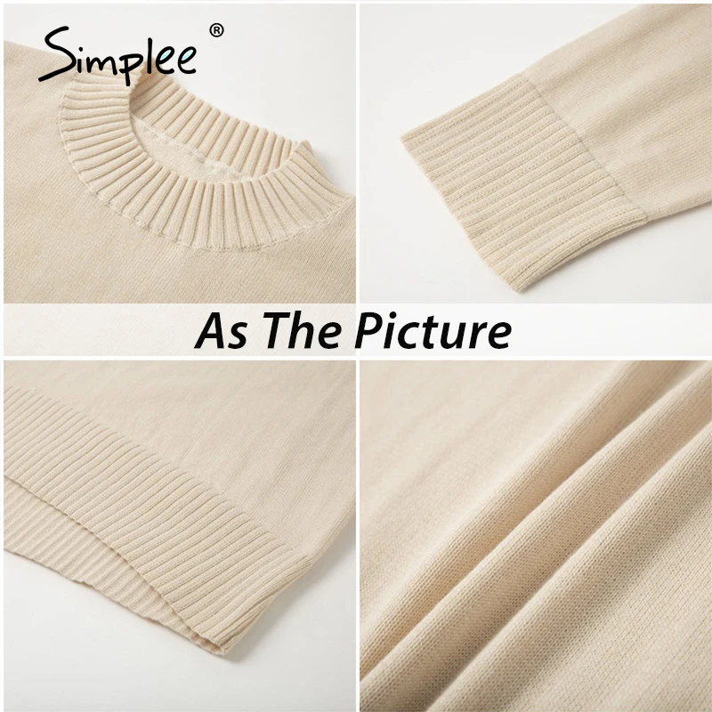 Simplee Elegant Khaki women's sweater O-neck loose soft autumn winter Pullover High street style long sleeve knitted | Женская
