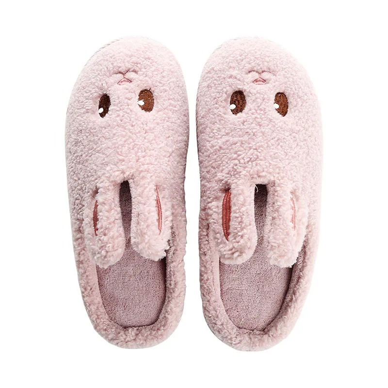 385w Bunny pink Домашние теплые женские тапочки; милые домашние тапочки с мехом лисы и единорога; Сезон Зима; домашние тапочки из хлопка с эффектом памяти на нескользящей подошве для девочек и женщин - Цвет: 385w Bunny pink