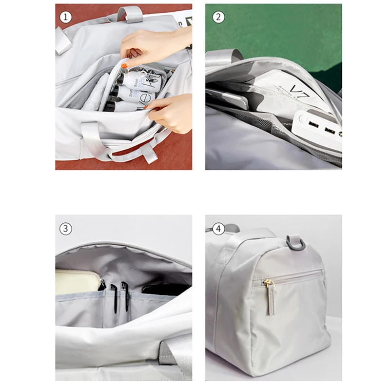 Outdoor Waterproof Nylon Sports Gym Bags Men Women Training Fitness Travel Handbag Yoga Mat Sport Bag with shoes Compartment